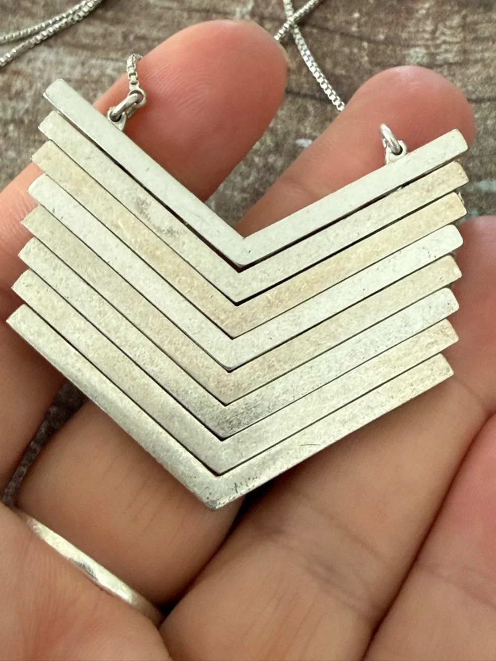Madewell Silver Chevron Layered Pendant Necklace - Picture 7 of 7